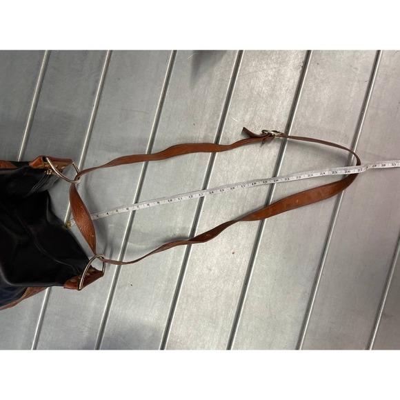 Marino Orlandi Black Leather Bag, Bucket Style with Brown Trim Hand/Shoulder Bag - Picture 16 of 16